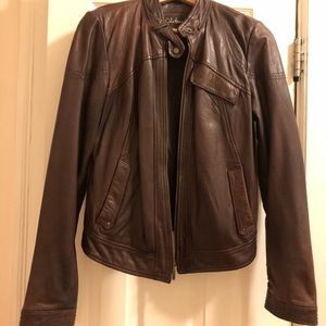 Cole Haan Lambskin Leather Moto Jacket